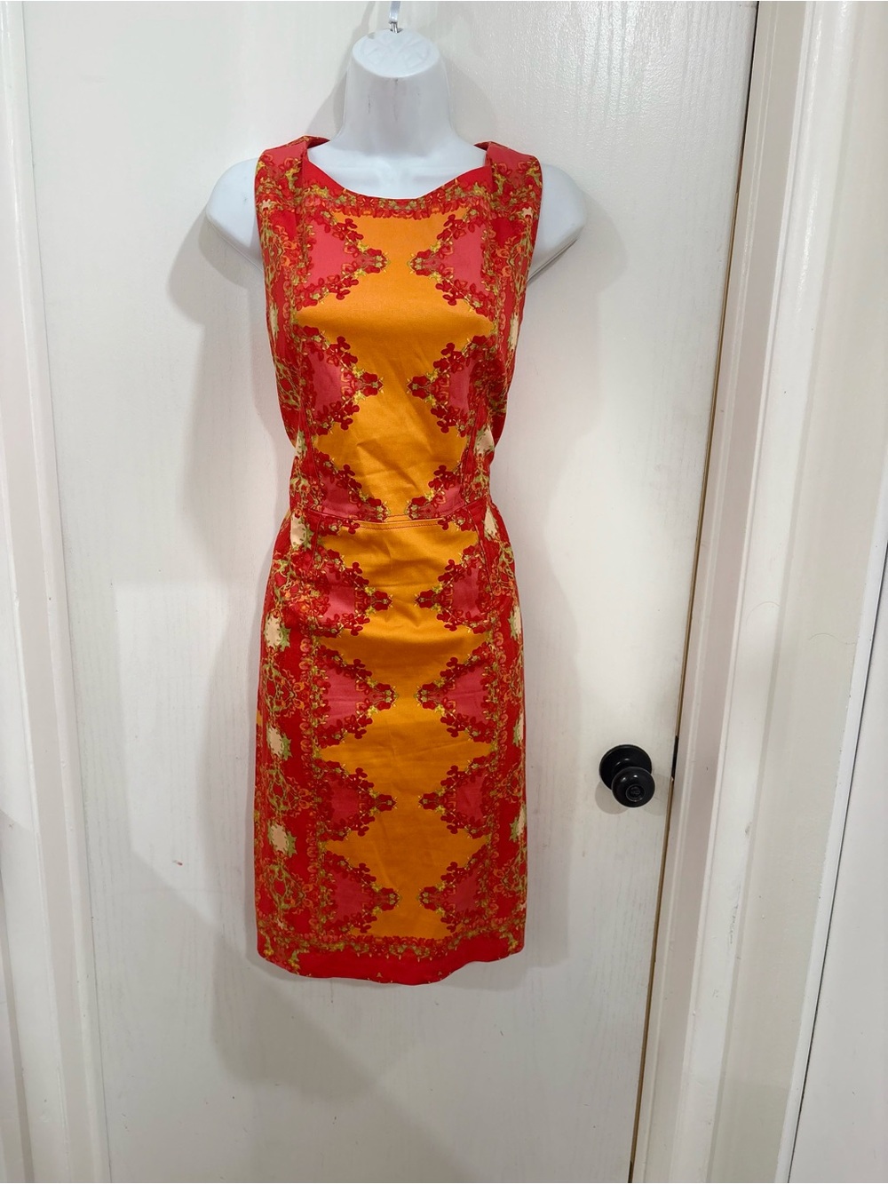 Nine West Orange and Red Floral Sheath Dress